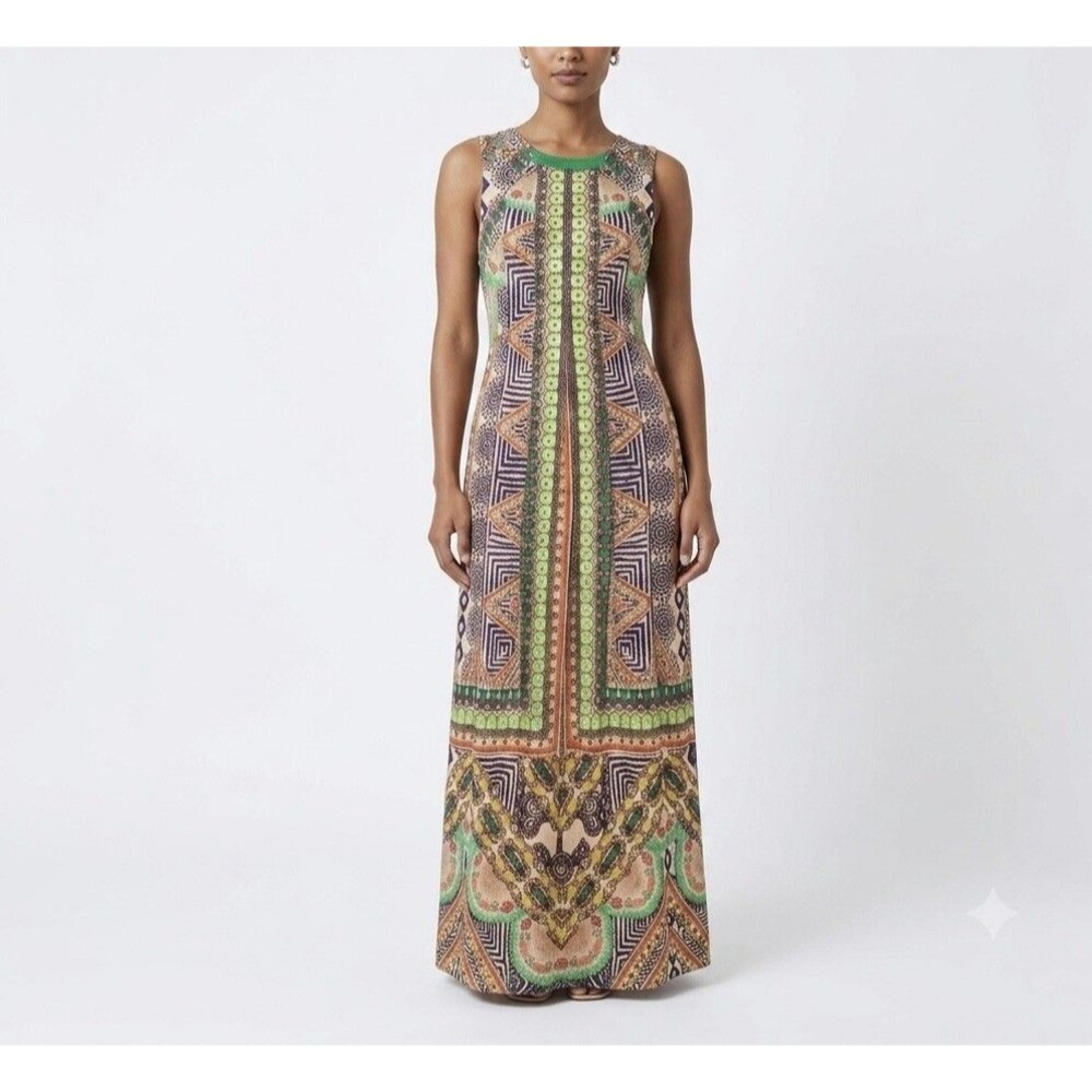 Hemant Nandita Boho Maxi Dress Womens Small Artsy Geometric Tribal Boho Resort